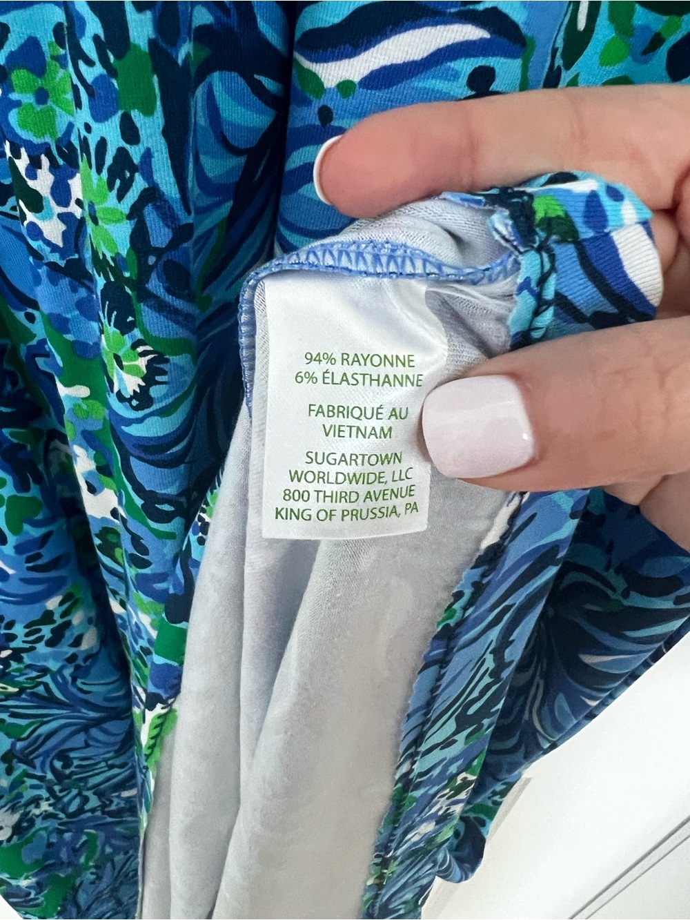 Lilly Pulitzer Women’s Blue Green Floral Maxi Dress Size 10 | V-Neck 3/4 Sleeve - Picture 8 of 10